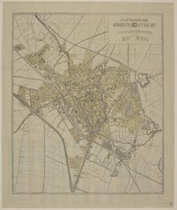 217337 Plattegrond van de gemeente Utrecht. N.B. Op de achterzijde een alfabetische lijst van straten en bruggen en ...